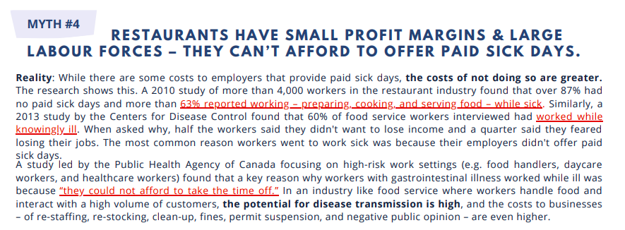 Truth: The costs of *not* implementing paid sick days outweigh the costs of implementation.