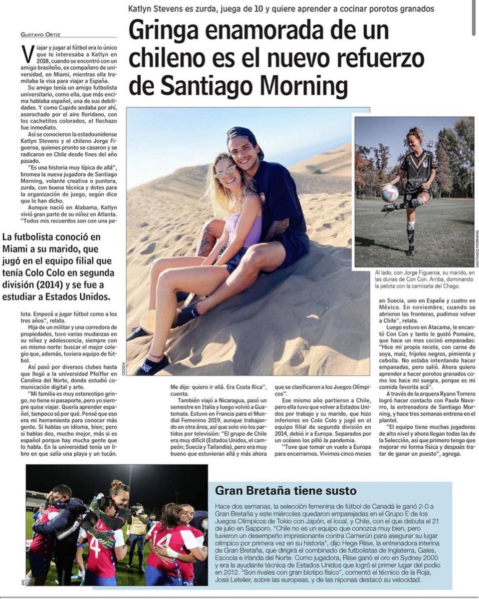 Hice mi propio titular ya que <a href="/lun/">Las Últimas Noticias</a> no lo hizo muy bien 🙃 

Soy más que "gringa enamorada de un chileno". 

La cobertura de los deportes femeninos es muy importante y nesesaria, pero si eliges cubrir el deporte y a sus jugadoras, por favor hazlo con respeto 👍