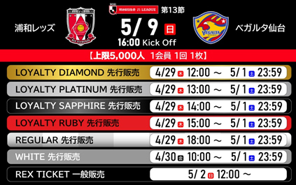浦和レッズオフィシャル على تويتر 5 9 日 仙台戦 チケット販売について 仙台戦は 上限5 000人 ビジター席なし での開催予定となります 4 29 木 祝 12時より順次販売開始となります 詳細をご確認の上 チケットのご購入をお願いいたします 詳細