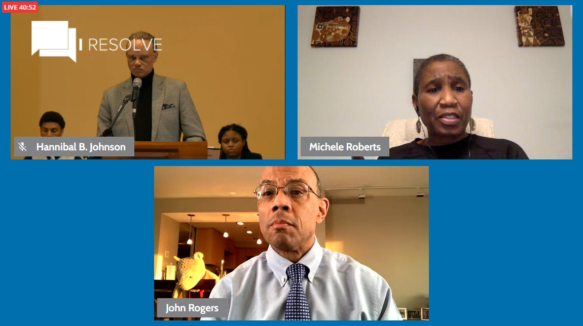 Just a tremendous conversation on the multi-generational impact of the 1921 Tulsa Race Massacre and the need for reparations from Michele Roberts, John Rogers, and Hannibal B. Johnson at #IRESOLVE - Tulsa.