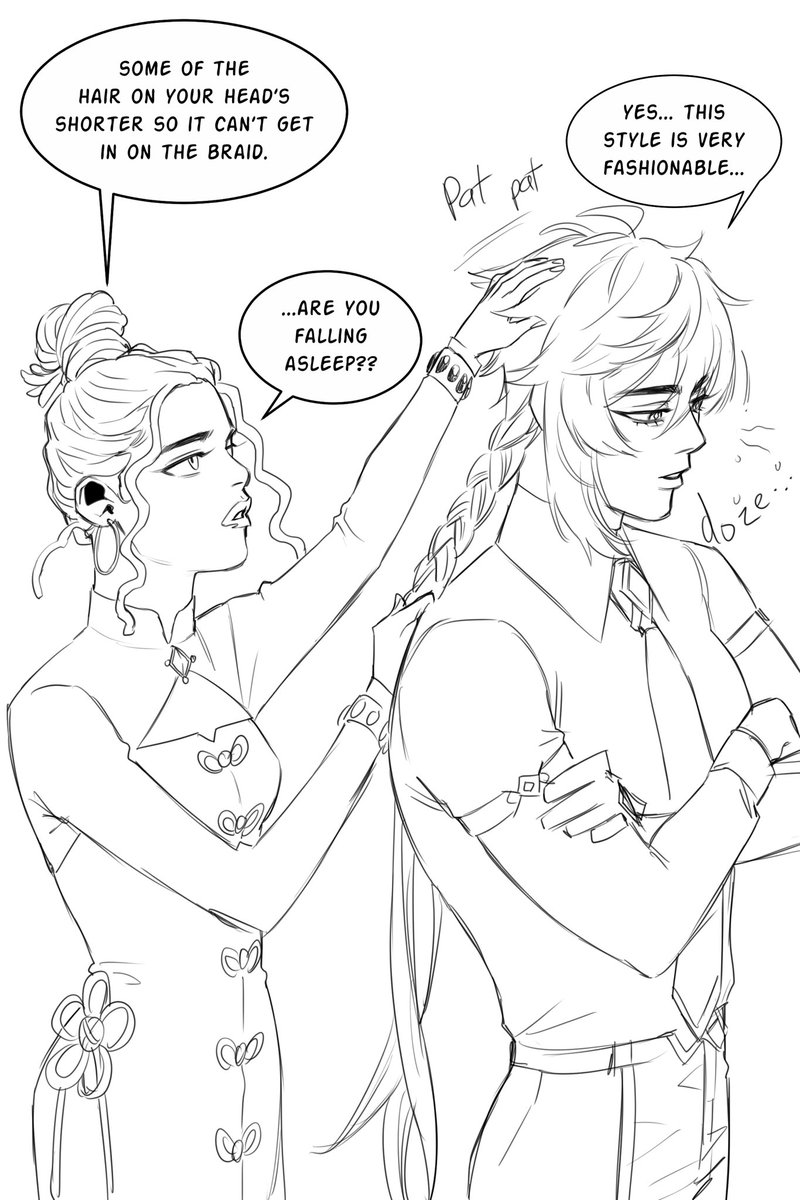 Headcanon: Zhongli immediately gets sleepy any time An does his hair. Yes this is a stone cold fact to me, no u cannot change my mind. 