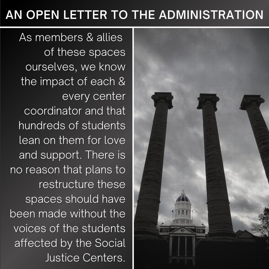 Please see the attached letter from concerned student groups to University of Missouri administration.