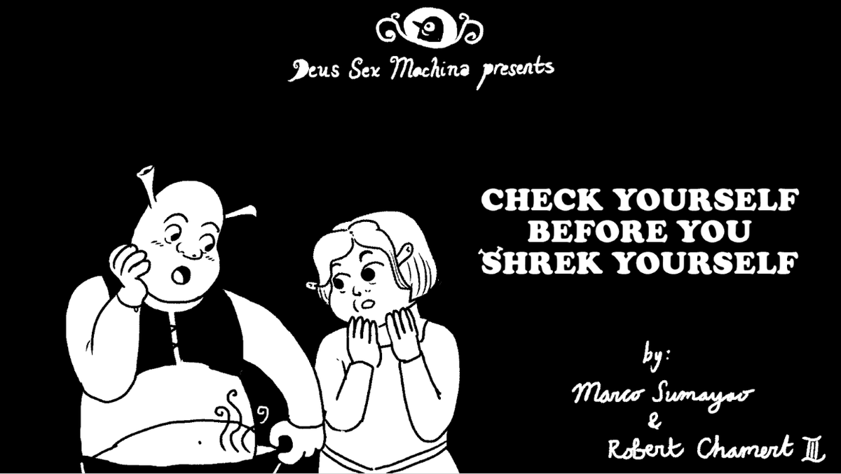 Happy 20 years to Shrek, here's a look at a piece me and @marcosumayao did for @DeusSexPH 's 23rd show FANFICS 5EVER

in which Shrek and Fiona have problems with their love life and we filled the whole thing with callbacks and references to the films we love 