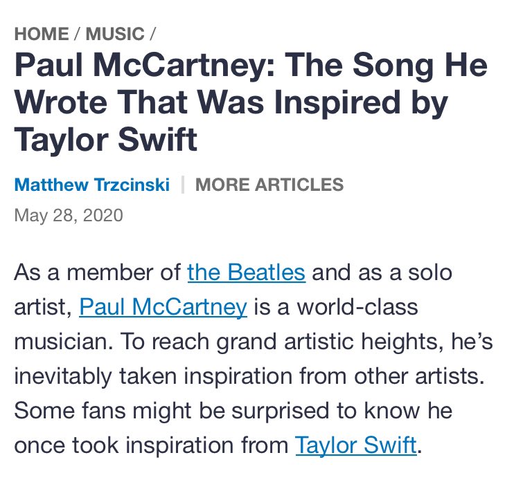 The Beatles legendary member and one of the most impactful artists of all time - Sir Paul McCartney- talked about Taylor multiple times and admired her songwriting and even was inspired by her for one of his songs