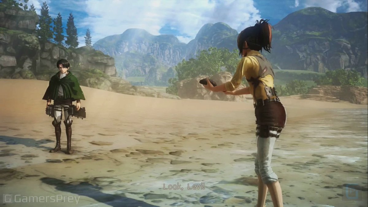 +in the game aot 2: final battle, the ocean scene was extended and gave us more levi and hanji banter. also that shot of hanji picking up a sea cucumber seems like it was taken from levi's pov. 