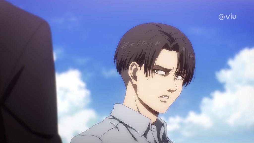 levi looking at hanji in awe. (note that hanji said something similar in the past and levi may have remembered that. I think levi has always been at awe at how hanji stays true to their principles.)