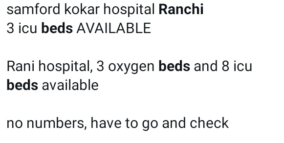  #Ranchi  #oxygen  #Beds  #Verified  #COVIDEmergency2021  #covidresources a thread ,all verified today