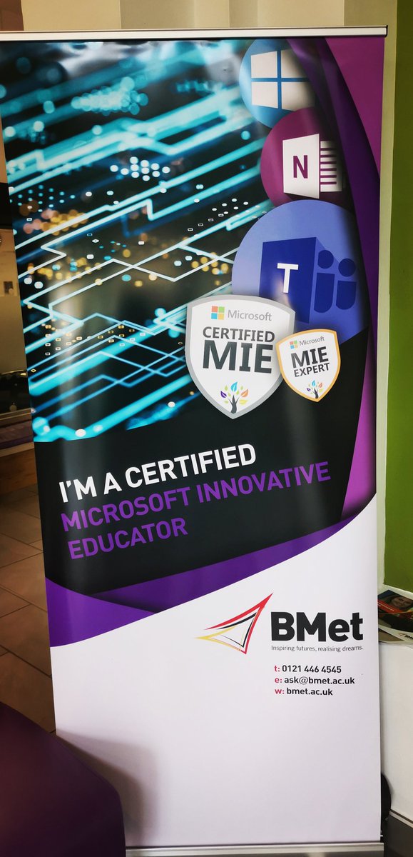 PoojaPun_'s tweet photo. Thanks to our Marketing team at @BMetC for creating these lovely new MIE banners and well done to the VP at James Watt campus for achieving his MIE badge 🙌🏾. The journey continues.  @MSEducationUK @Jenking__ @LuisB_MIEE @ACrawford100 https://t.co/zqLOi8JrKg