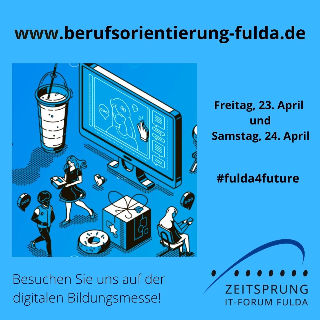Besuchen Sie uns auf der virtuellen Bildungsmesse 2021 #fulda4future - berufsorientierung-fulda.de 

#fulda #regionfulda #zeitspringer #Technologie #Digitalisierung #Ausbildung #Jobs