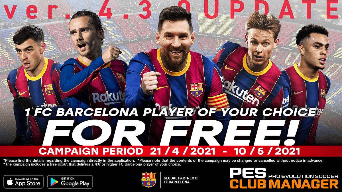 Get a free FC BARCELONA player now at #pescm ! #FCB