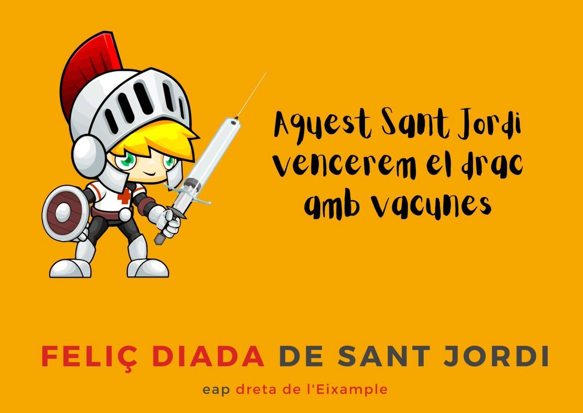 Tot l’equip del #CapRogerDeFlor us desitgem una bona diada de Sant Jordi! Q les vacunes siguin les nostres armes per vèncer el drac! Som-hi! #SantJordi2021 #SantJordiRogerDeFlor