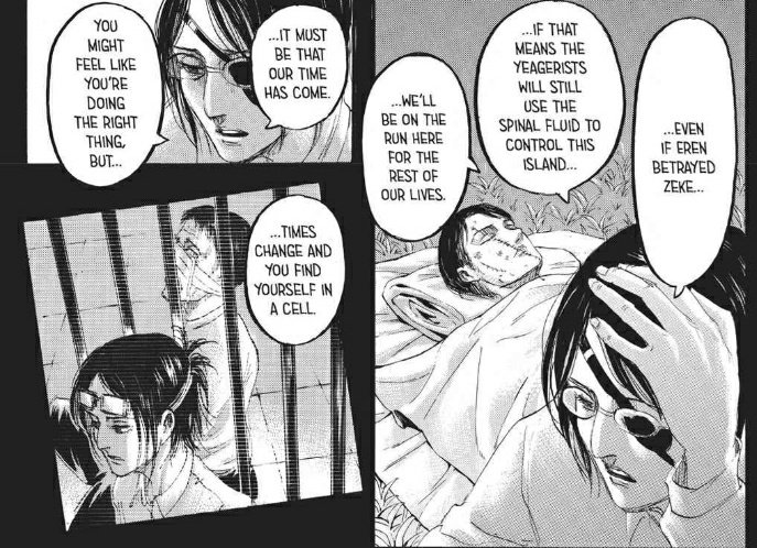 +remembering sannes' words caused hanji so much grief but hanji is the type who would keep their problems to themself. but after reuniting with levi in 126 they opened up to him right away.