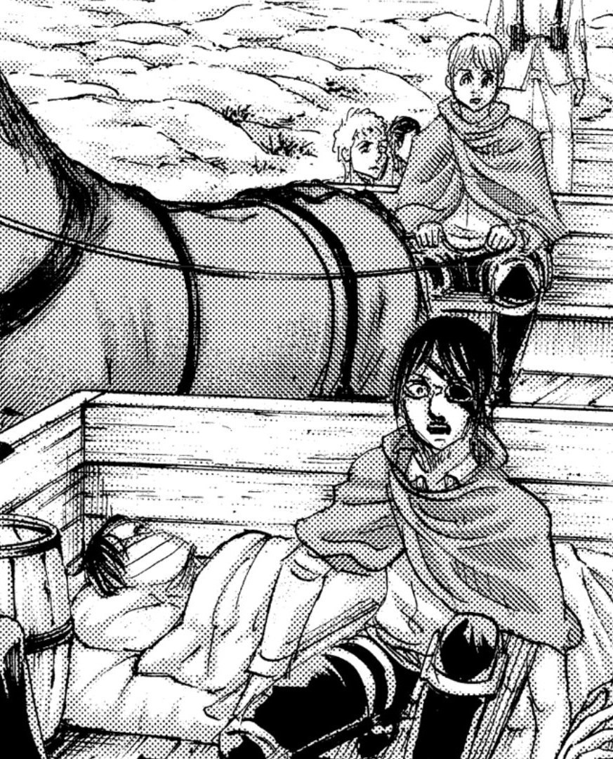 hanji was shown to be very protective levi and hardly left his side unless necessary. levi who is still recovering from injuries insisted that he join them while making plans and returned to hanji's side.