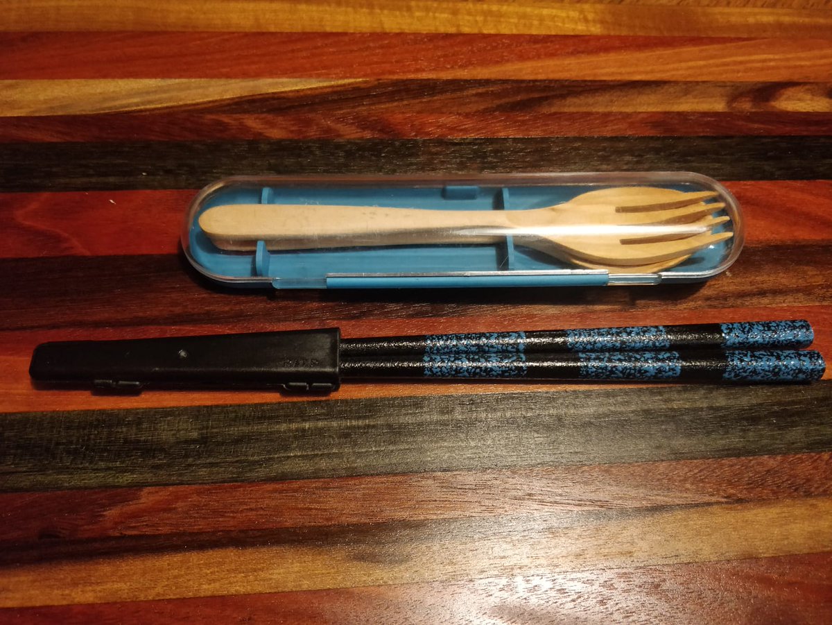 Though more because I love soup but hate plastic spoons that cut your lip, ditching single use utensils was an easy choice. Cheap way: I use the ones from my kitchen and carry them in a pencil case. Bougie way: Order a cute set from Amazon:  https://amzn.to/3erhSA2 