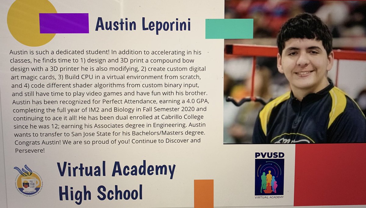 Congratulations <a href="/pvusdvirtual/">PVUSDVirtualAcademy</a> Students of the Year: Vheya Vargas, Betzaida Zamora-Fernandez, Natalie Gutierrez, and Austin Leporini. We are so proud of your accomplishments! Continue to shine!