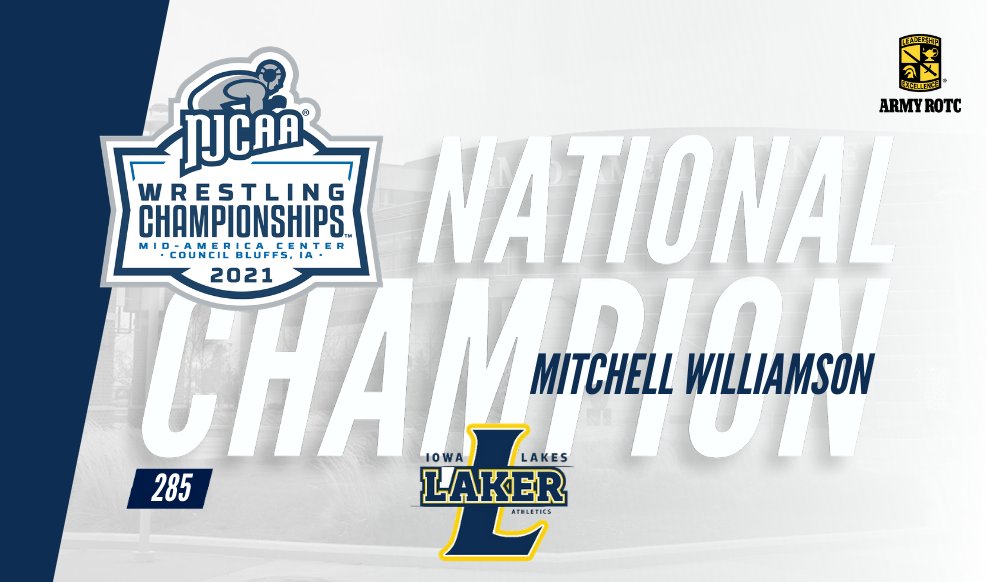 FINAL CHAMP OF 2021! 🙌

Iowa Lakes' Mitchell Williamson secures the #NJCAAWrestle title at 2⃣8⃣5⃣ to wrap up the individual weight class titles!