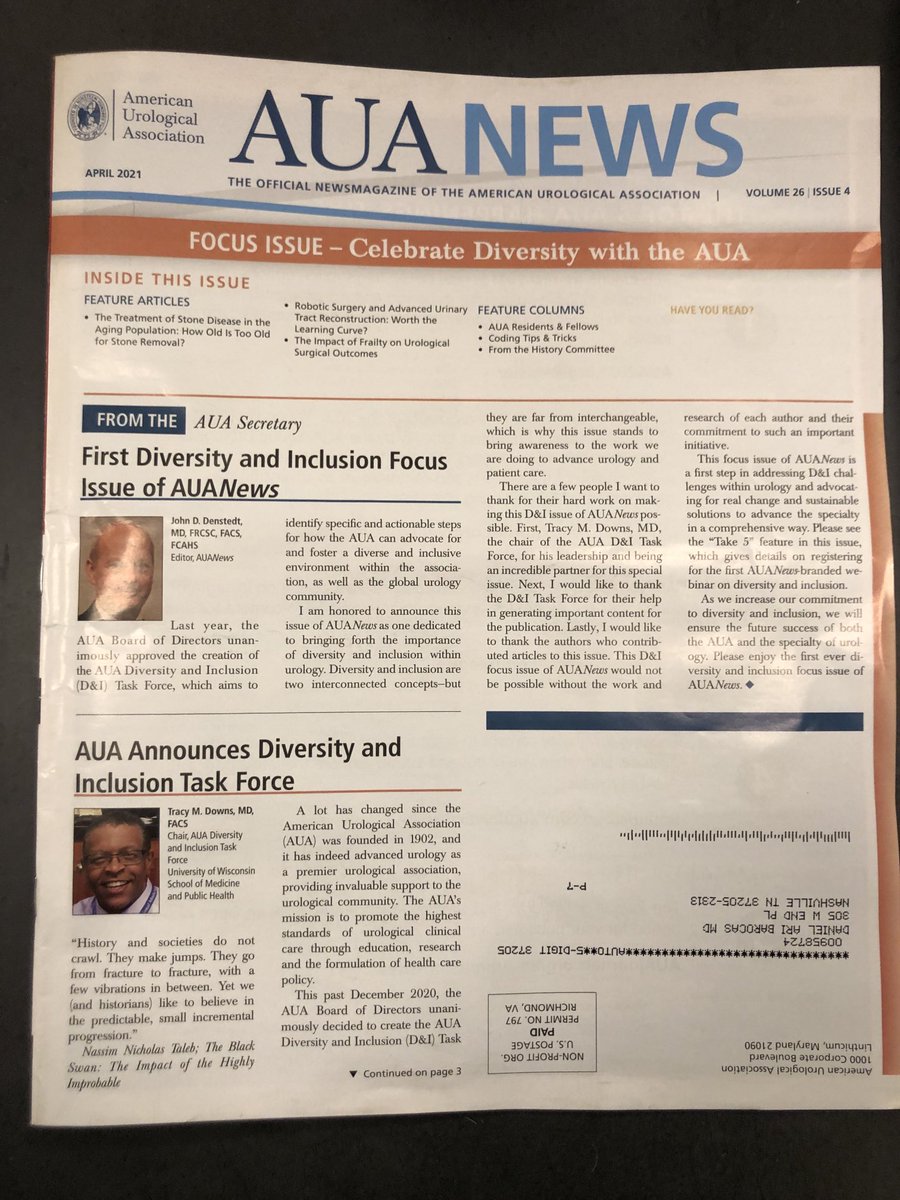 Daniel Barocas (@danbarocas) on Twitter photo So much worth reading in this issue of AUANews. Struck many chords. Particularly the courageous trainees telling their stories of egregious and subtle discrimination. <a href="/AmerUrological/">Amer. Urol. Assn.</a> <a href="/rfrankjones_uro/">R. Frank Jones Urological Society</a> <a href="/UroForEquity/">Urologists For Equity</a> <a href="/LatinXUro/">LatinX In Urology</a> #lgbtq So much worth reading in this issue of AUANews. Struck many chords. Particularly the courageous trainees telling their stories of egregious and subtle discrimination. <a href="/AmerUrological/">Amer. Urol. Assn.</a> <a href="/rfrankjones_uro/">R. Frank Jones Urological Society</a> <a href="/UroForEquity/">Urologists For Equity</a> <a href="/LatinXUro/">LatinX In Urology</a> #lgbtq