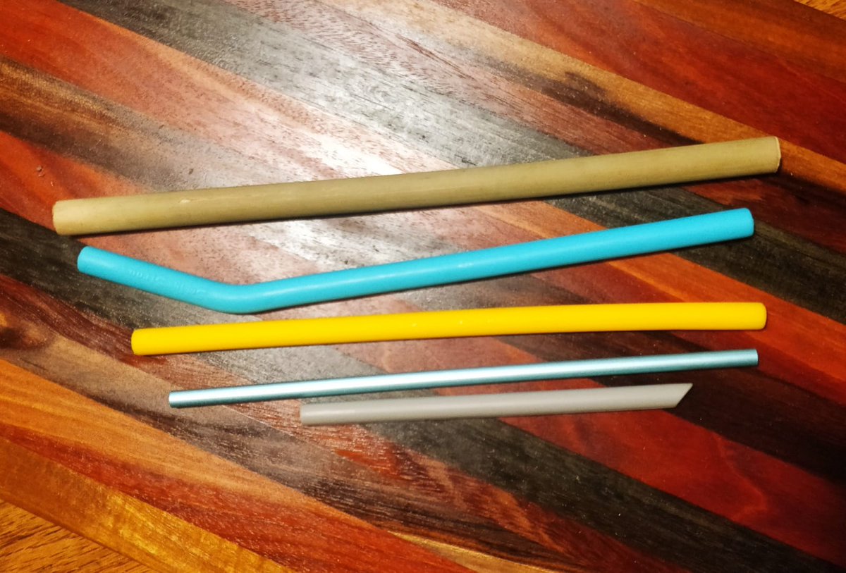 Straws are complicated because most of us don't need them but paper straws just don't work for me. Cheap way: Don't use any at all. Bougie way: I much prefer silicone straws like the blue angled straw and the grey cocktail straw in the photo.