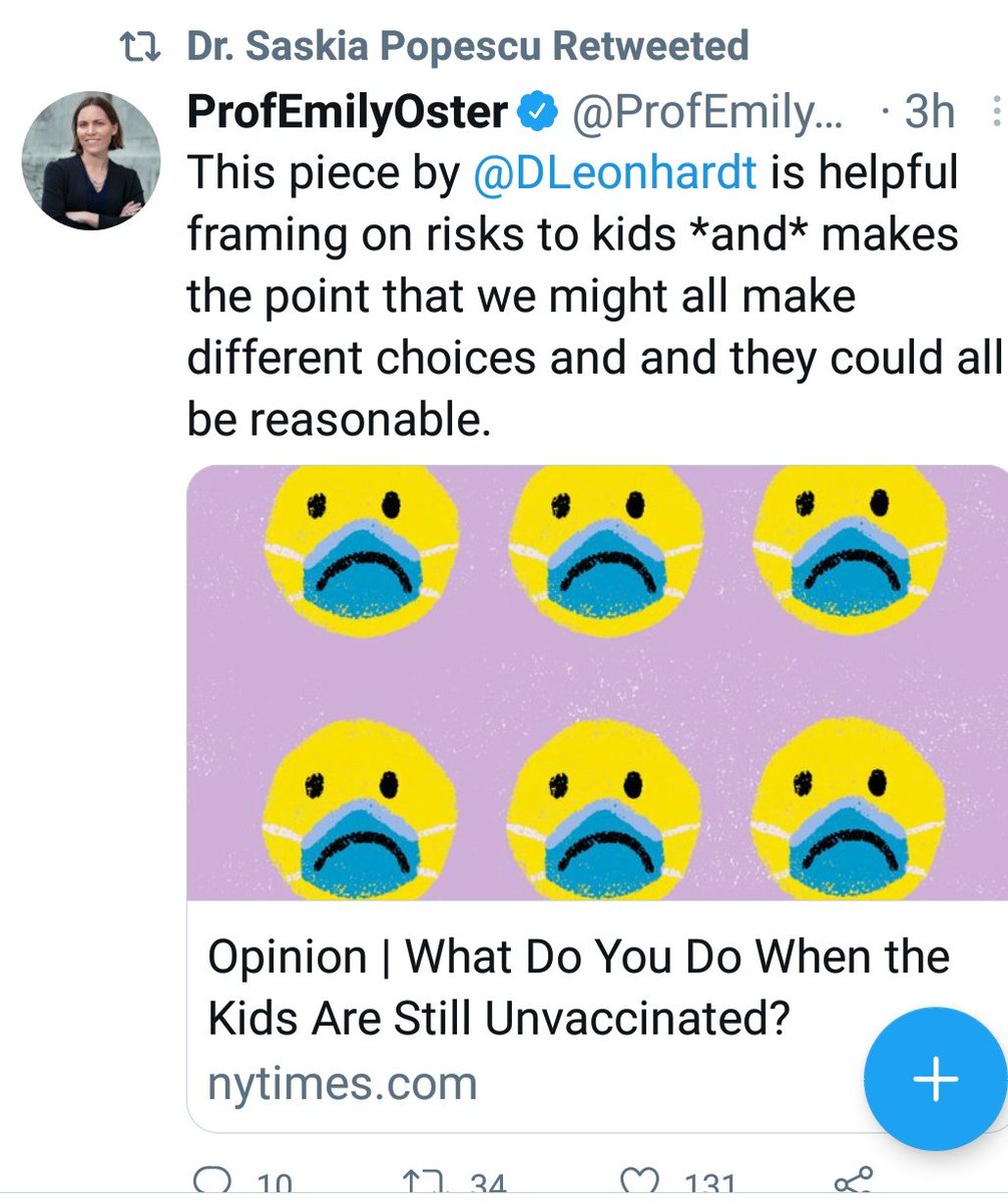 Finally, I haven't looked to see who has talked about this; kind of a self-care thing. But  @LongCovidKids  @dgurdasani1  @DrZoeHyde and all amazing people - "Long COVID, like all other serious COVID symptoms, appears to be highly rare in children" acceptable risk, etc. And .