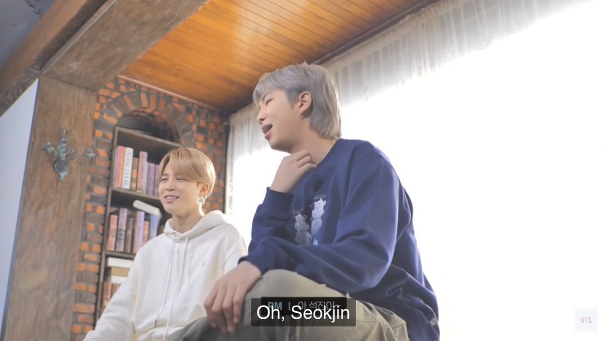 Jimin said “no, not the real youngest“ then namjoon instantly said “oh,seokjin“ pls 