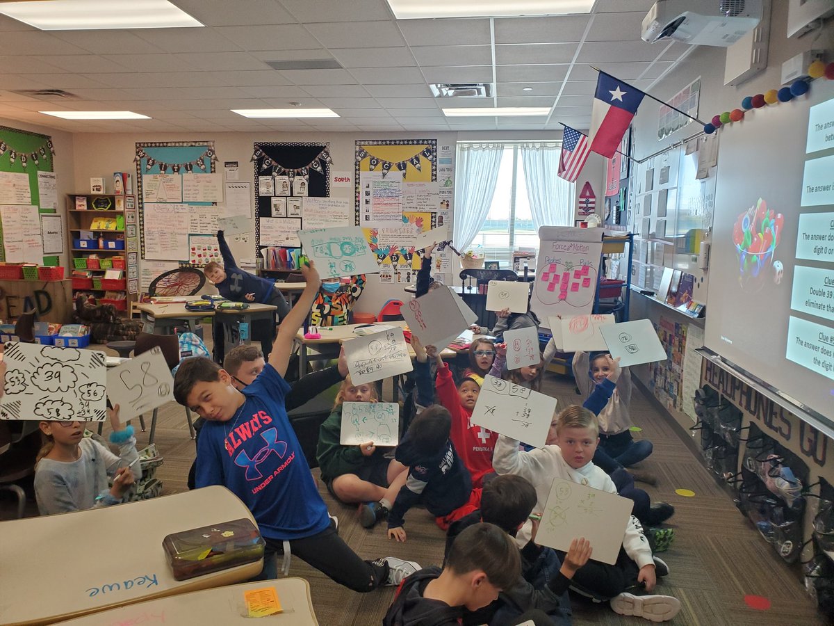 McKiddy2ndGrade's tweet photo. We've been trying something new the past few days and my kiddos ❤ it. It's a mixture of estimation and good 'ol number sense. Thank you @laceykuehn for this amazing idea. @SteveWyborney #estimysteries @Boyer_Elem_PISD #numbertalks #mathminded https://t.co/fpvqSZ5d5J