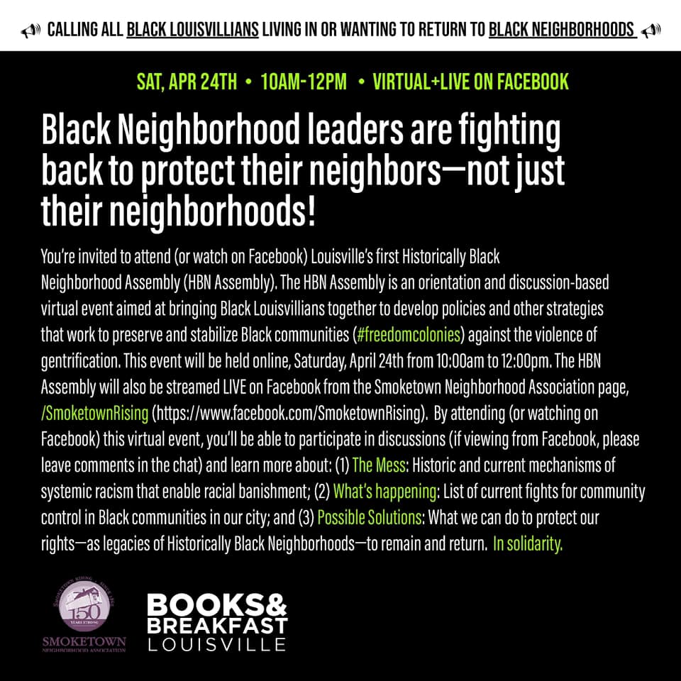 RootResearch's tweet photo. @cassiaspeaks @ForkJustice The very first Historically Black Neighborhood Assembly to combat gentrification is this Saturday.
You can register here. https://t.co/IoYBAyvAfO… #LouWestEnd #freedomcolonies https://t.co/F5zIS5UMwd