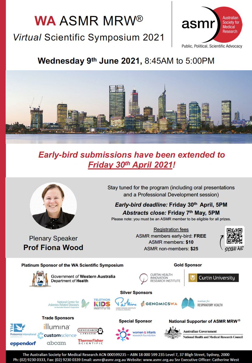 TheASMR1's tweet photo. Are you in WA? Free early-bird abstract submission for WA #MRW2021 ASMR Symposium has been extended to 30th April. Abstract submissions close 7th May!
https://t.co/SyBu6KgH3R

@CurtinUni @EdithCowanUni @ScienceUWA @uwanews @telethonkids @PerkinsComms @PerronInstitute @CPH_ECU https://t.co/j13udnnvnP