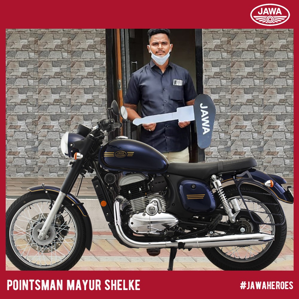 This braveheart honours us by riding our machine. Mayur, you will serve as our continuing inspiration. To be as selfless, courageous and resourceful as you.
You are a true #JawaHero. 

<a href="/RailMinIndia/">Ministry of Railways</a> 
#JawaHeroes
<a href="/jawamotorcycles/">Jawa Motorcycles</a> 
#MayurShelke