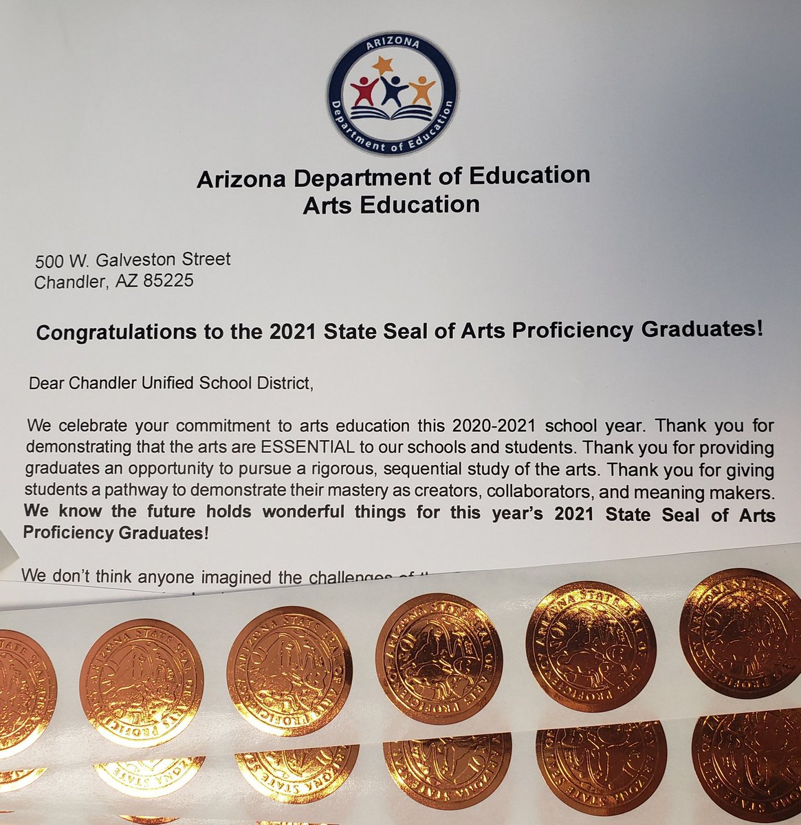ChandlerUSD IRC (@cusdirc) on Twitter photo 37 graduates representing all 6 of our high schools have earned the Arizona State Seal of Arts Proficiency! They represent theater, visual art, music, dance and media arts. These are going to look great on their diplomas! <a href="/ReneeSweeden/">Renee Sweeden</a> @LRother_CUSD <a href="/jedgarIRC/">Jessica Edgar, Ed.D.</a> <a href="/FrankNarducci/">Frank Narducci</a> 37 graduates representing all 6 of our high schools have earned the Arizona State Seal of Arts Proficiency! They represent theater, visual art, music, dance and media arts. These are going to look great on their diplomas! <a href="/ReneeSweeden/">Renee Sweeden</a> @LRother_CUSD <a href="/jedgarIRC/">Jessica Edgar, Ed.D.</a> <a href="/FrankNarducci/">Frank Narducci</a>