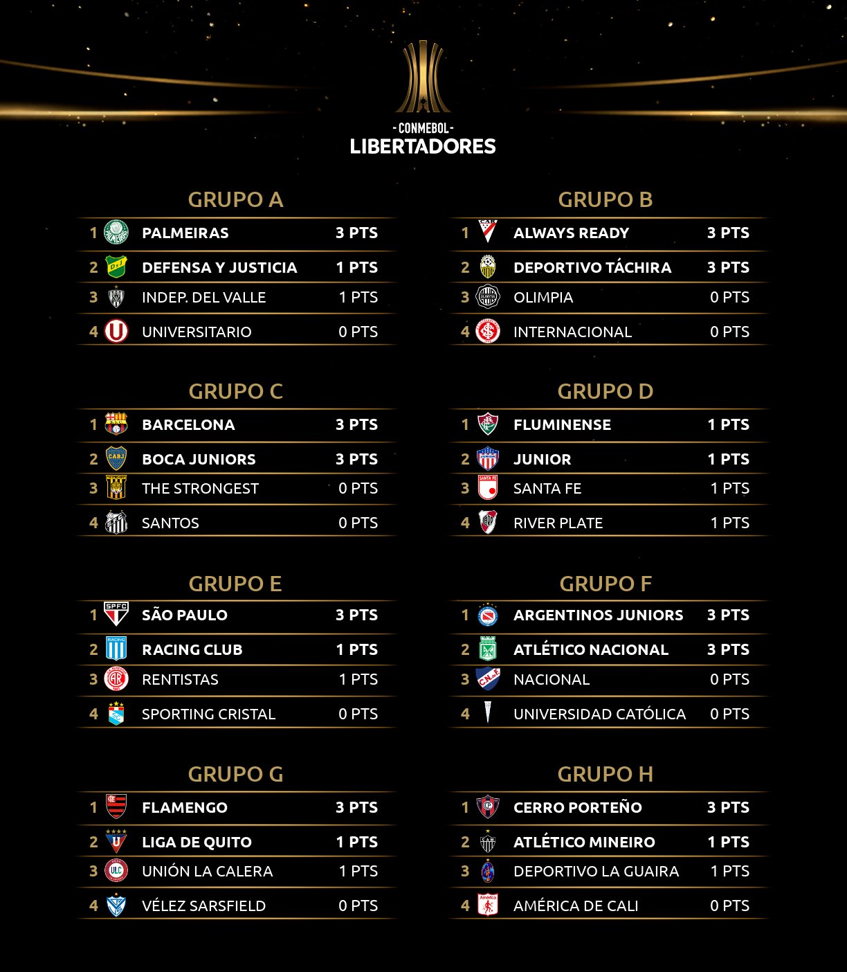 Vasco foi o 1º a vencer todos os jogos da fase de grupos da Libertadores