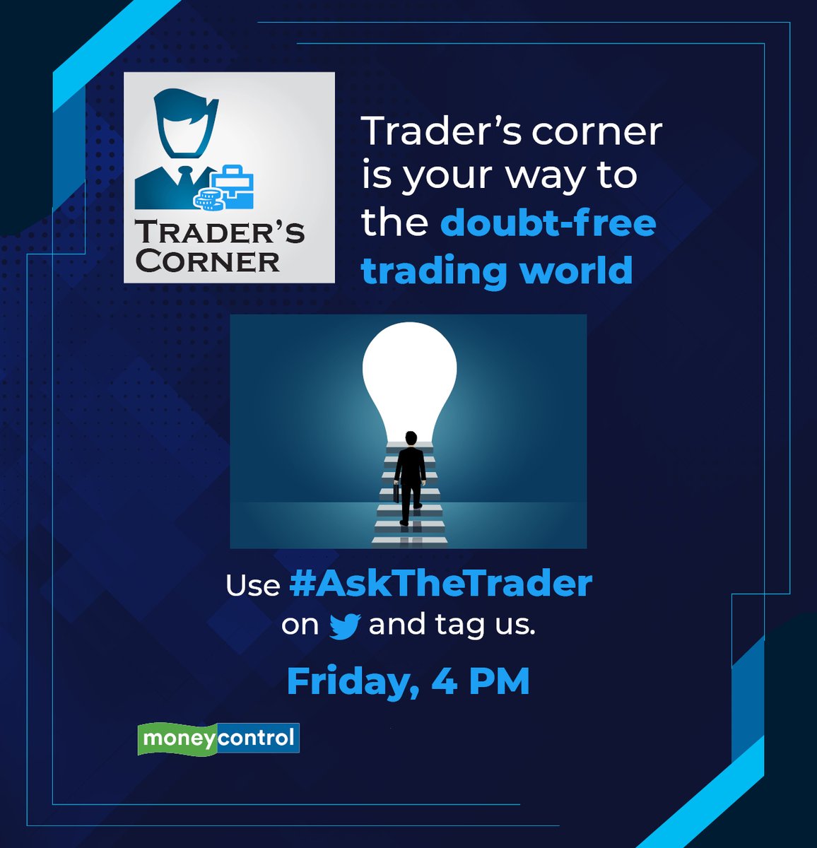 moneycontrolcom's tweet image. Started writing your trading questions? ✍️ Great! You're just 4 hours away until getting them all answered by Mr. @ashishchatur of @sanctum_wealth.

Use #AskTheTrader and tag us along. It's that simple! See you at #TradersCorner at 4 p.m. 🕓 today.