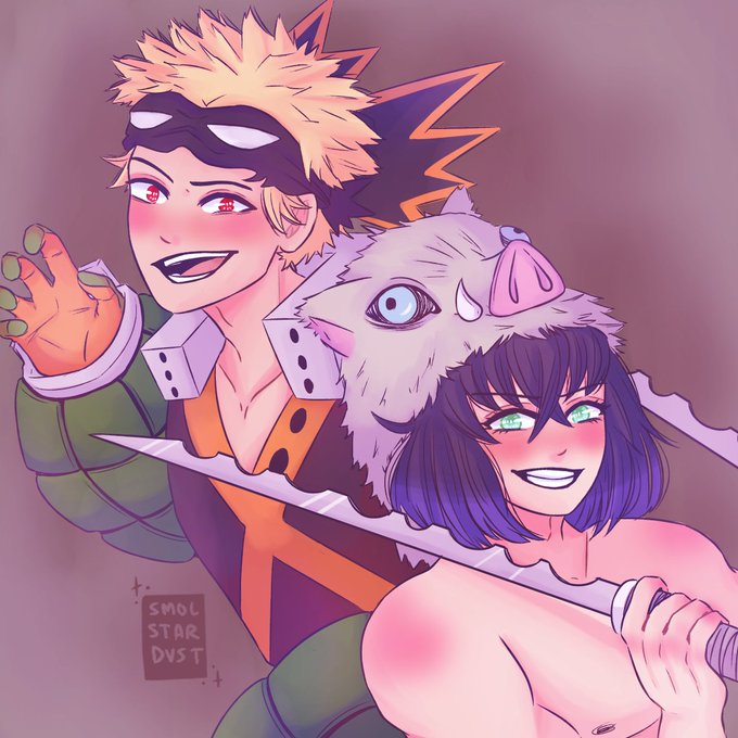 kawaii 🎀《sh☆p 📌| Comms open 》さんがTwitterに投稿した嘴平伊之助(鬼滅の刃)のイラスト。