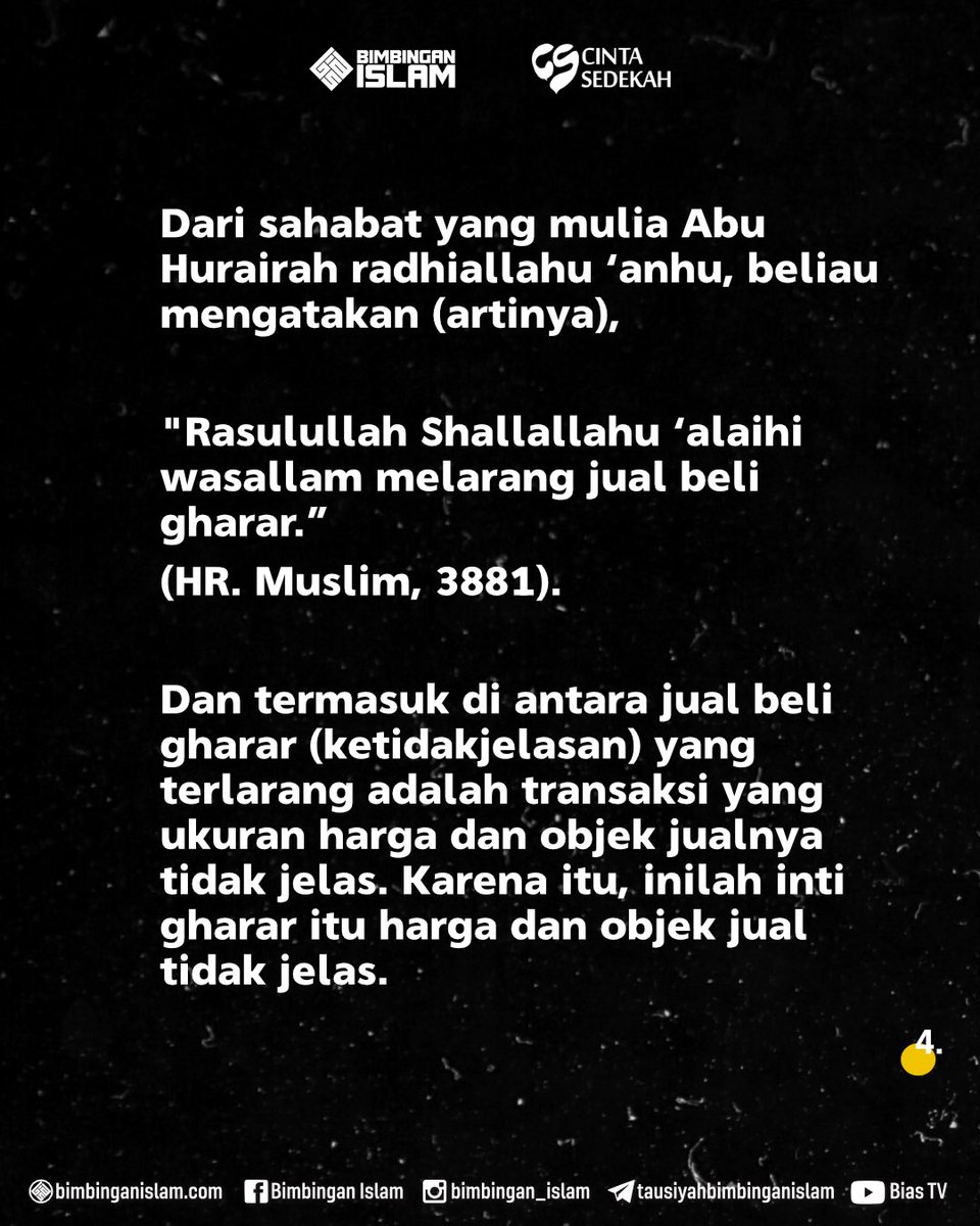 bimbingan_islam's tweet photo. Bolehkah jual beli dengan bayar seikhlasnya? Read more ππ» https://t.co/6CyvC6JmmM
#tanyajawab #konsultasisyariah #hukum #fiqih #jualbeli #bayar #ikhlas #renungan #larangan #transaksi #gharar #fatwa #muamalah #dakwah #islam #BiASQA #tanyajawabbimbinganislam #bimbinganislam https://t.co/iJ2zX3HNNx