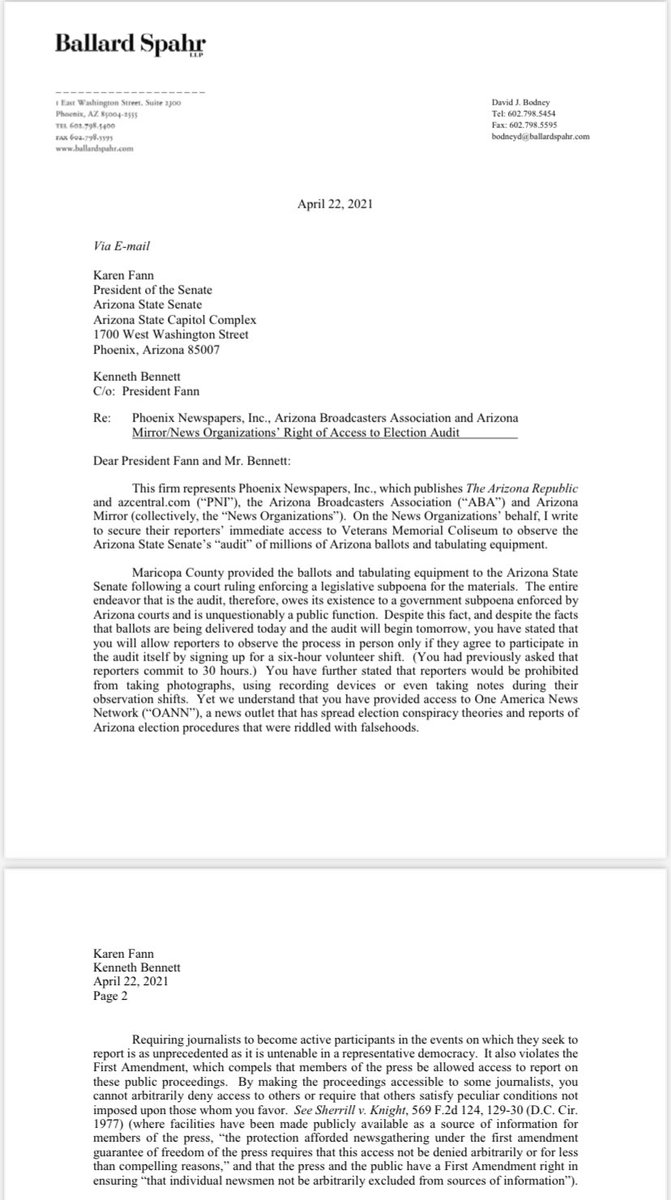 We’re asking  @FannKfann for immediate access to observe this recount as members of the press, take notes as we would during any Senate procedure and provide a shred of objective accountability as the Senate puts Arizona’s elections on trial.