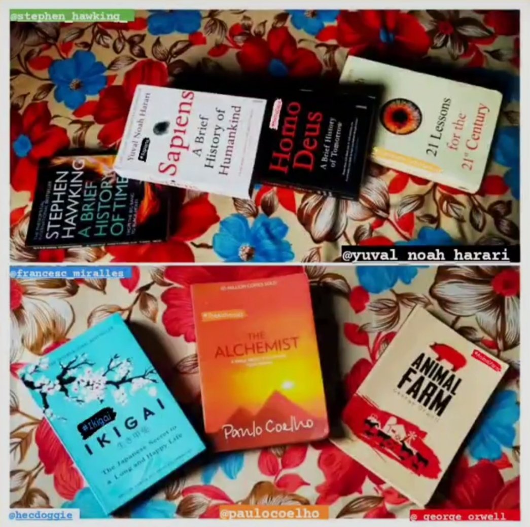 rigunique's tweet photo. Some of the most powerful weapons in the world.⚡❤
#WorldBookDay 📕 #WorldBookDay2021  @StephenHawking8 #ABriefHistoryOfTime @harari_yuval #Sapiens #HomoDeus #21LessonsForThe21stCentury @paulocoelho #Alchemist #FrancescMiralles @hectorgarcia #Ikigai @GeorgeOrwellian #AnimalFarm https://t.co/yalEMDKGBj