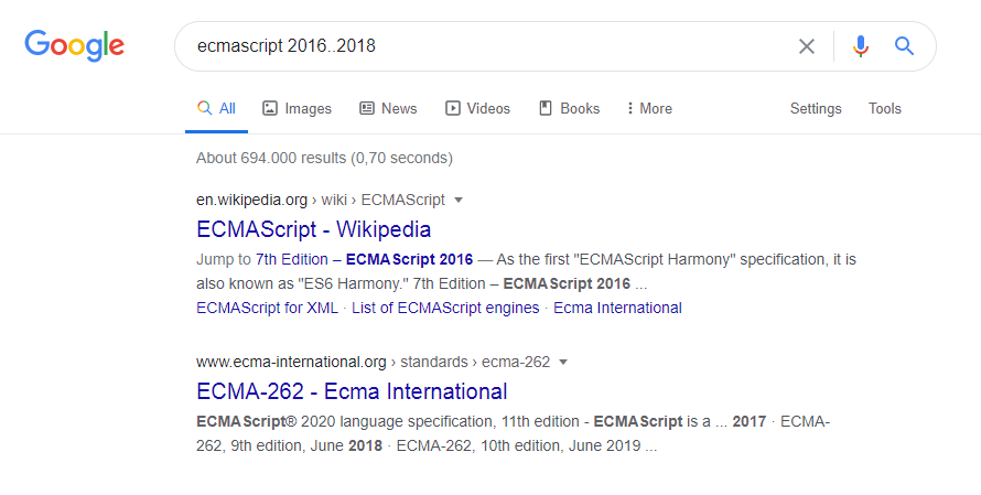 8. Search for a range of numbers:ecmascript 2016..2018