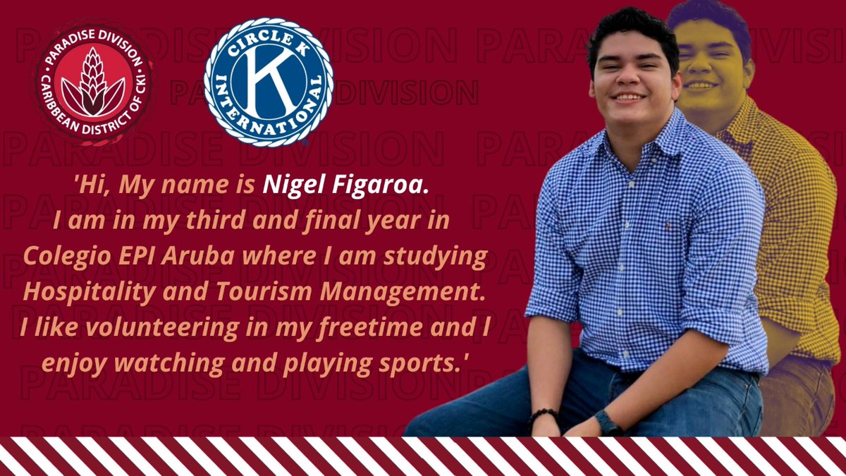 DivisionCki's tweet photo. Meet President @nigel_figaroa

'Hi, My name is Nigel Figaroa. 
I am in my third and final year at @ckiepi Colegio EPI Aruba where I am studying Hospitality and Tourism Management. I like volunteering in my freetime and l enjoy watching and playing sports.'

#PARADISESTRONG https://t.co/CDiqbsD1nk