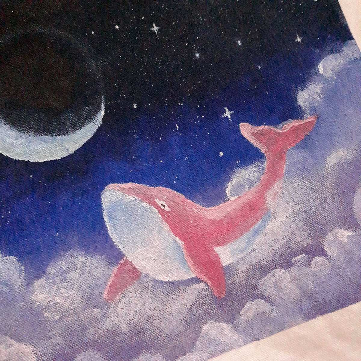 My favorite of all the art i did. My unsused tote bag that i tried to paint on and now i can use it ksksksks planning to make more designs and sell it but idk when ksksks