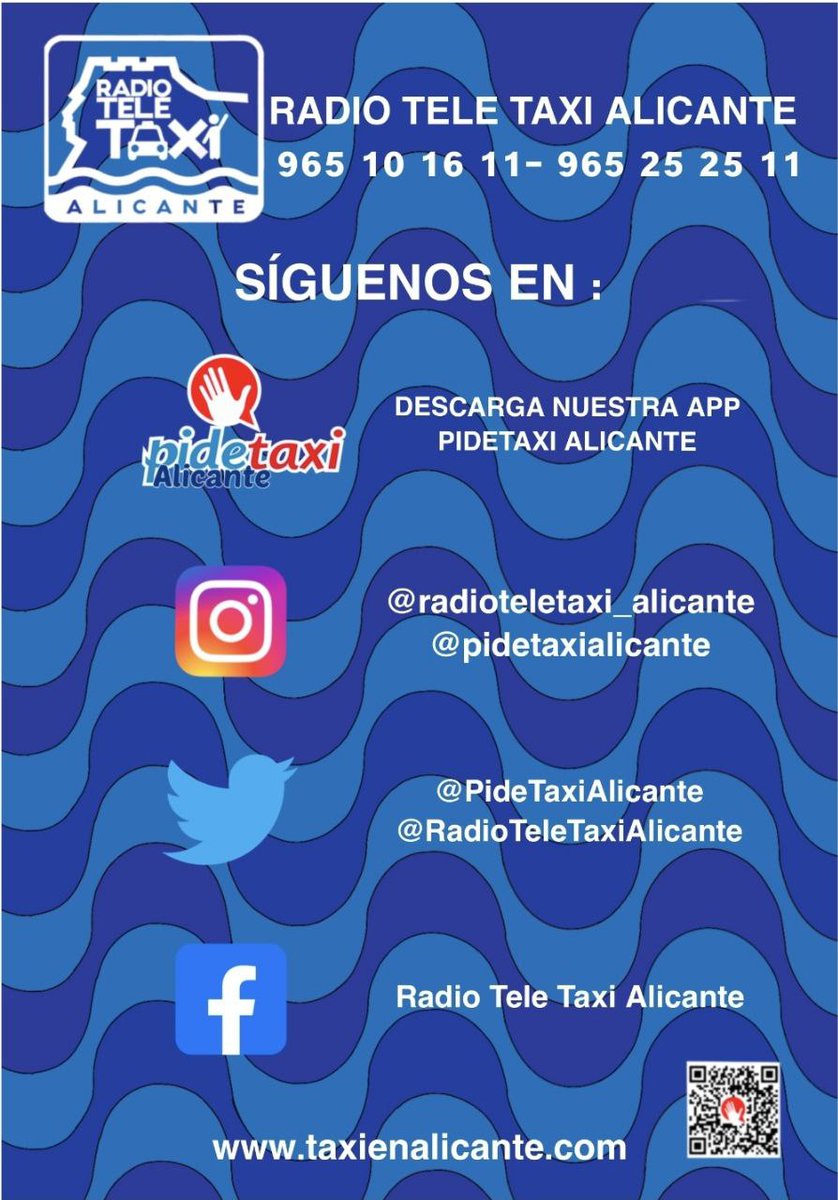 RadioTeleTaxiAl's tweet image. Llega el fin de semana, muévete en TAXI... 🚕🚕 Rápido, cómodo, seguro... de puerta a puerta...
RADIO TELE TAXI ALICANTE 
☎️ 965 10 16 11 - 965 25 25 11
📲 App @pidetaxies 
💻 Web taxienalicante.com