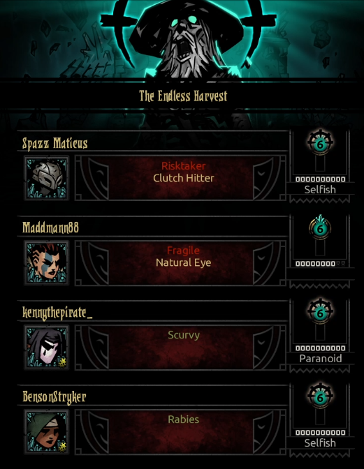 laureen_llama's tweet image. First fight with Sleeper ended with success and no death in party‼️ Funny - a pirate got scurvy🤔
Thanks for hosts/raids @intertoothh @siinamonster @StrykerBenson 💚 We raided @Auzzienutz after stream😊
#darkestdungeon #roguelike #poststream #thankyou #twitchraid #twitchstreamer