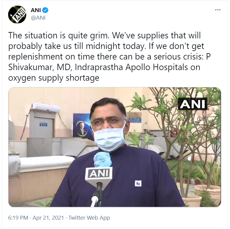 Crisis of 'Medical Oxygen' in Hospitals, pertains primarily in Delhi. There are very few so-called SOS alerts from other states. Why so ?