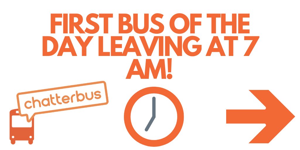 On WEEKDAYS our #Chatterbus takes off bright and early at 7AM. Get to work ON TIME with us!

You can even see how fast your bus is traveling > > >
chatterbus.org.uk