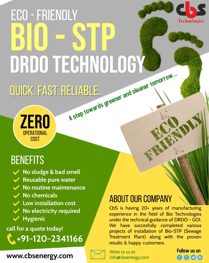 CbS_Energy's tweet image. Bio-Sewage Treatment Plant 100% eco friendly and cost effective solution...
Get in touch with our experts at: info@cbsenergy.com
@DRDO_India #WasteManagement #sewagetreatmentplant #biostp