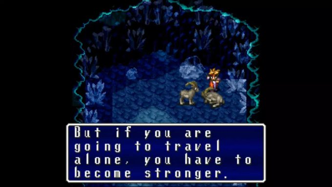 favorite game of all time is Terranigma, underappreciated JRPG from 1995. There are many powerful moments, I think I might pick this one.More popular/recently, I think God of War (2016) was excellently done, will probably make a video on it soon https://twitter.com/Jimityjam/status/1385475284028301313