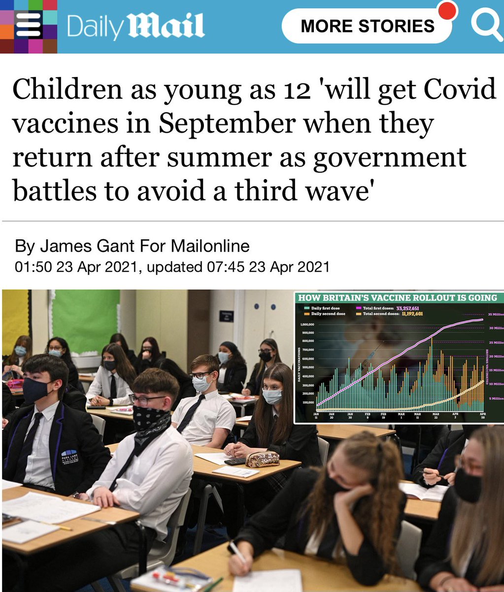 2. They are coming for your kidsGovernment wants to jab your kids - possibly from 5 + above - with trial gene drugs...not once but 3-4 times a year every year for lifeDoes this make kids GM-kids? #CrimeAgainstChildren  #LeaveOurKidsAlone #DoNotConsent @KathyConWom  @BreesAnna  https://twitter.com/kathyconwom/status/1385501284065742848