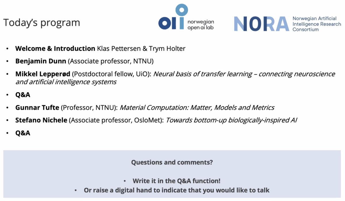 heriram's tweet photo. Excellent co-organized @NorwegianOpenAl @NORAdotAI  webinar program today! #bioinspired #ai @kl4sp @HolterTrym @stenichele @adric_dunn https://t.co/8tnR70pvD2