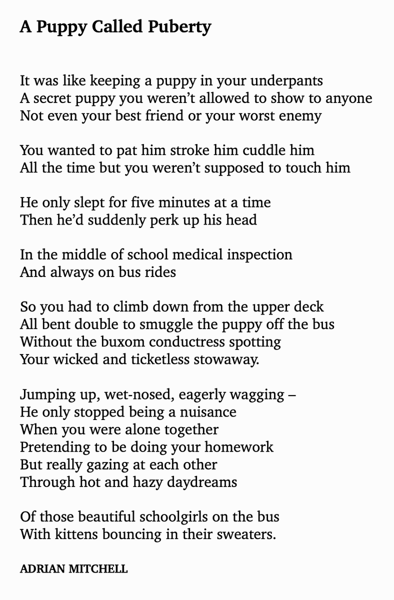 Day 23 -  #APoemADay A Puppy Called Puberty & A Dog Called Elderly - Adrian Mitchell--Today's poems are the naughtiest of the lot! 