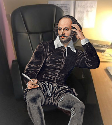 AnnBozek's tweet photo. My surprise office guest today celebrates his 457th birthday. CAPS, William has a special message for you, "I wish you all the joy that you can wish." The first student/ faculty member to name the play gets to be my next office guest. @NBroughtonHS https://t.co/3lHUB2RG31