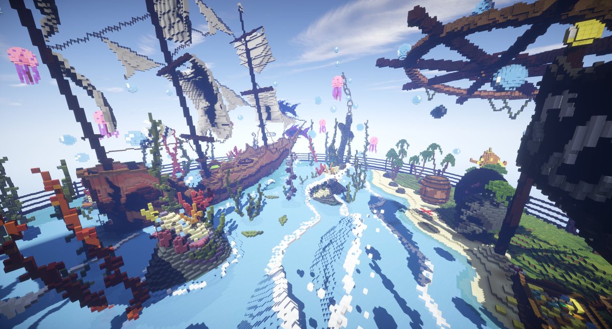 TeamDubMC's tweet image. Mapa Hub para EggWars construido por #Diegochurro para 
@SurvivalDub

Temática: Pirata / Fantasía