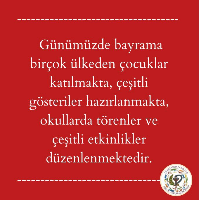 iueczSSB's tweet photo. Bugünün küçükleri yarının büyükleri olan çocuklarımızın 23 Nisan Ulusal Egemenlik ve Çocuk Bayramı kutlu olsun 🇹🇷

#23NisanKutluOlsun #23NisanUlusalEgemenlik #23NisanMutluOlsun #23Nisan1920 #iueczssb #sosyalsorumluluk https://t.co/ziEwqHLMJq